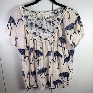 Corey Lynn Calter Anthropology Womens Medium Wild‎ Flamingo Boho Semi Sheer Top